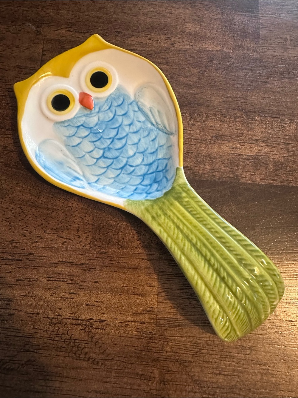 Pier 1 Imports Hand Painted Stoneware Owl Spoon Rest
